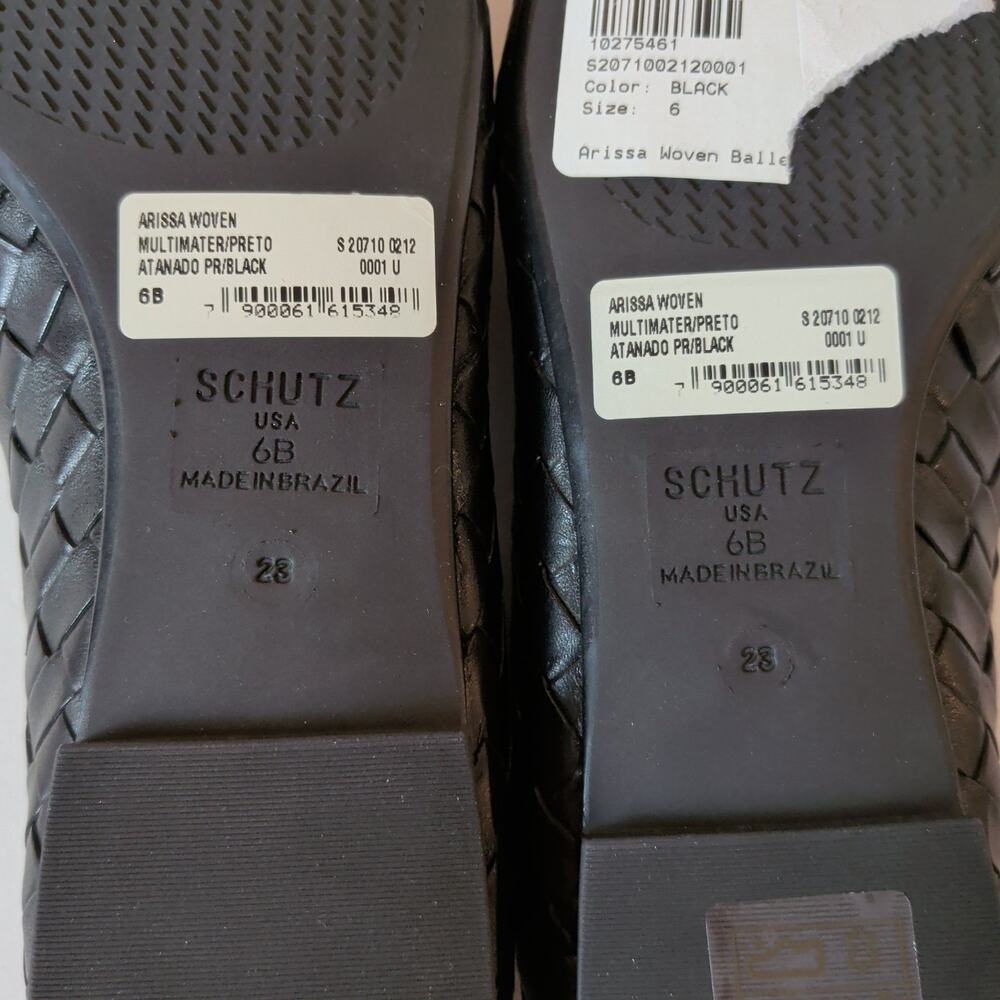 NIB Schutz Evereve Women's Sz 6 Arissa Woven Ballet Flat Slip On Leather Shoes - Picture 8 of 10